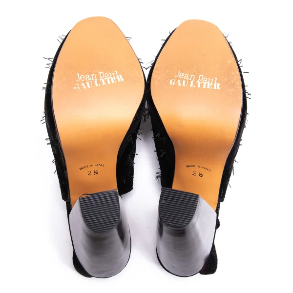 Jean Paul GAULTIER Stitch Velour Heel Open Toe Pumps K-164556_012