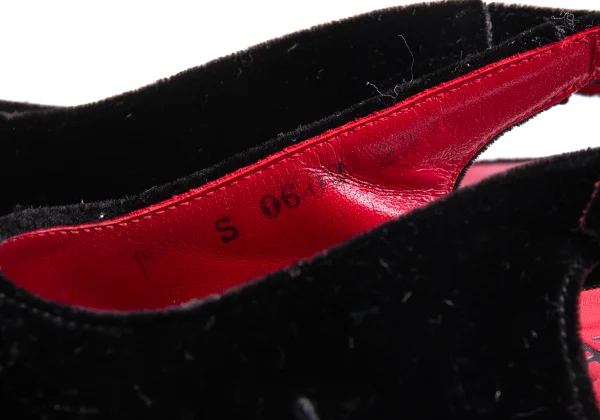 Jean Paul GAULTIER Stitch Velour Heel Open Toe Pumps K-164556_015