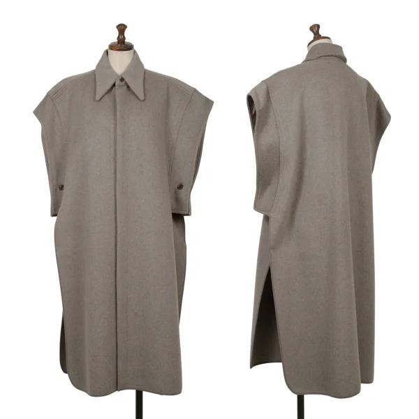 Y's PINK Cashmere Blend Wool Brushed Poncho Coat Grey,Beige 2 K-164563_001
