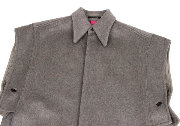 Y's PINK Cashmere Blend Wool Brushed Poncho Coat K-164563_003