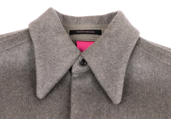 Y's PINK Cashmere Blend Wool Brushed Poncho Coat K-164563_004