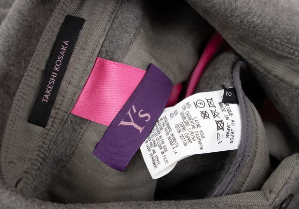 Y's PINK Cashmere Blend Wool Brushed Poncho Coat K-164563_013