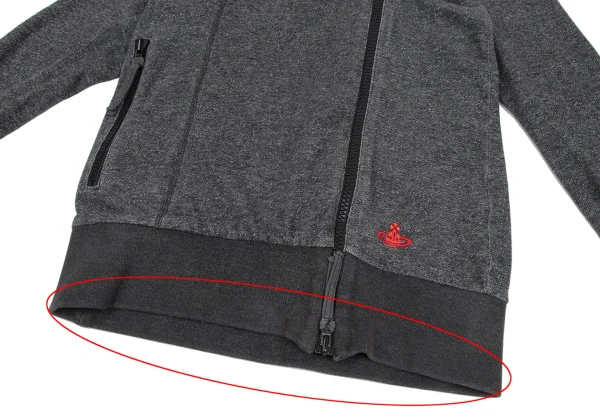 ヴィヴィアンウエストウッド レッドレーベルVivienne Westwood Red Label コットンポイント刺繍ダブルジップパーカー グレー2 K-164565_008