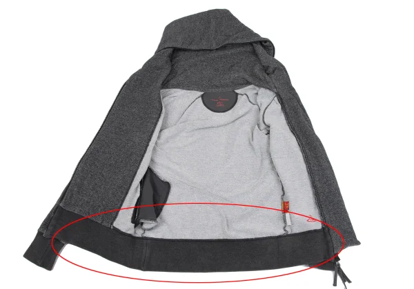 ヴィヴィアンウエストウッド レッドレーベルVivienne Westwood Red Label コットンポイント刺繍ダブルジップパーカー グレー2 K-164565_013