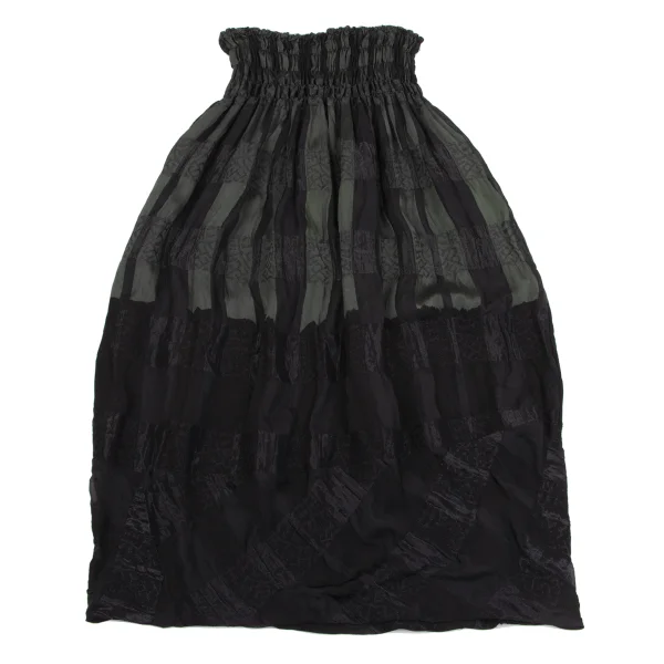 COMME des GARCONS Poly Rayon Check Jacquard Gather Skirt K-164580_002