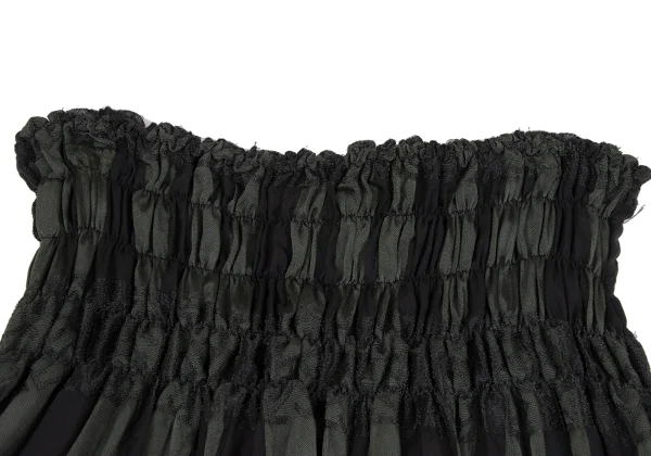 COMME des GARCONS Poly Rayon Check Jacquard Gather Skirt K-164580_004