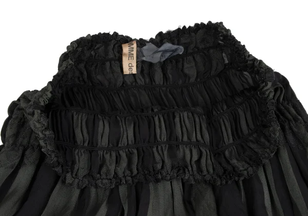 COMME des GARCONS Poly Rayon Check Jacquard Gather Skirt K-164580_005