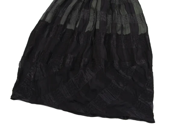 COMME des GARCONS Poly Rayon Check Jacquard Gather Skirt K-164580_006