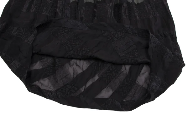 COMME des GARCONS Poly Rayon Check Jacquard Gather Skirt K-164580_007