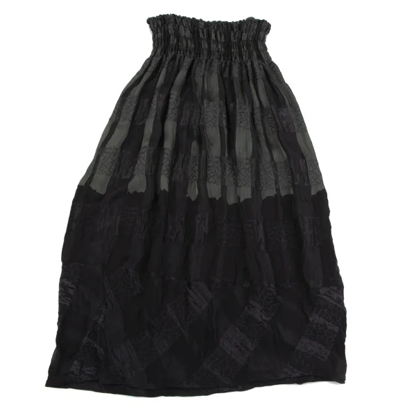 COMME des GARCONS Poly Rayon Check Jacquard Gather Skirt K-164580_008