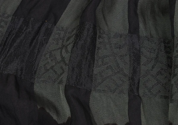 COMME des GARCONS Poly Rayon Check Jacquard Gather Skirt K-164580_009