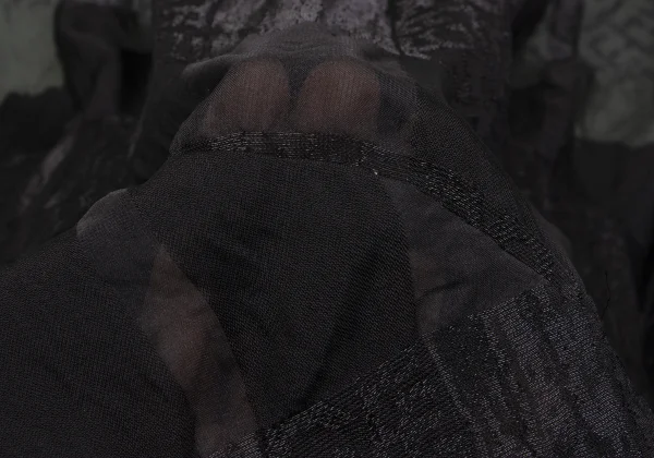 COMME des GARCONS Poly Rayon Check Jacquard Gather Skirt K-164580_010