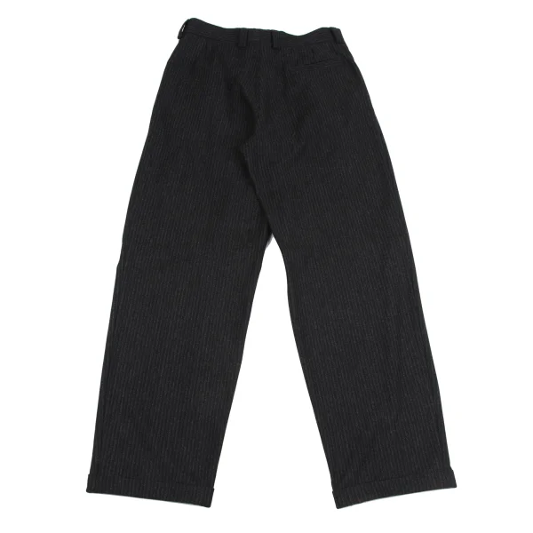 イスタンテistante シャドーストライプウールタックパンツ 濃グレー52 K-164596_008
