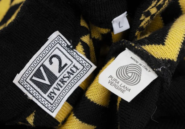 V2 BY VERSACE Geometric Wool Mock Neck Knit K-164599_013