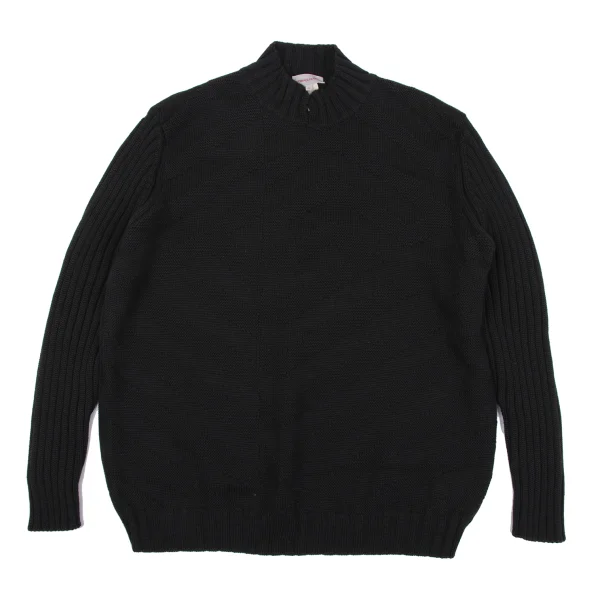 ヴェルサーチクラシックVERSACE CLASSIC リブ袖幾何学ジャガードニット 黒XL