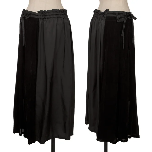 Y's Velour Asymmetry Pants Black 1 K-164610_001