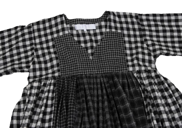 tao Wool Poly Checked Switching Dress K-164612_003