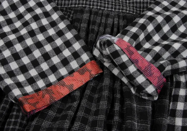 tao Wool Poly Checked Switching Dress K-164612_007