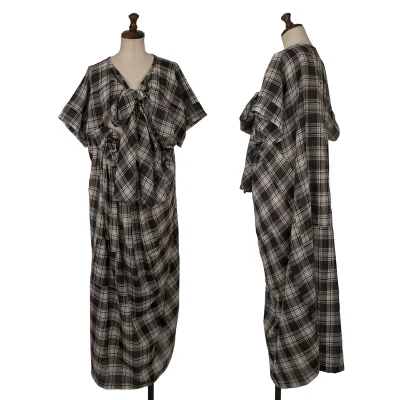 tao Wool Nylon Ribbon Design Checked Dress