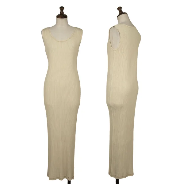 ISSEY MIYAKE Hem Cutting Design Pleats Dress Beige M K-164618_001