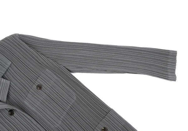 イッセイミヤケ ホワイトレーベルISSEY MIYAKE WHITE LABEL  プリーツパッチポケット4Bジャケット グレー2 K-164621_007