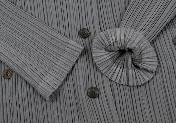 イッセイミヤケ ホワイトレーベルISSEY MIYAKE WHITE LABEL  プリーツパッチポケット4Bジャケット グレー2 K-164621_008