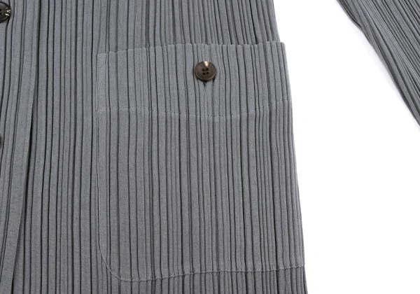 イッセイミヤケ ホワイトレーベルISSEY MIYAKE WHITE LABEL  プリーツパッチポケット4Bジャケット グレー2 K-164621_012