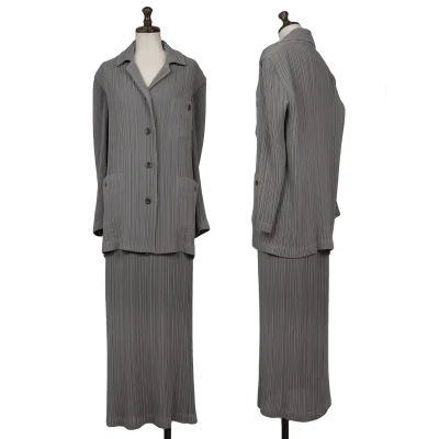 ISSEY MIYAKE WHITE LABEL Pleats Jacket & Long Skirt