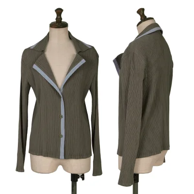 ISSEY MIYAKE WHITE LABEL Crepe Pleated Bicolor Trim Jacket