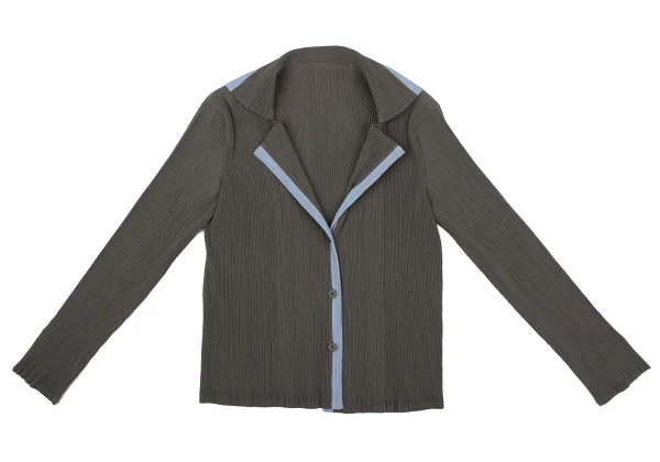 ISSEY MIYAKE WHITE LABEL Crepe Pleated Bicolor Trim Jacket K-164624_002