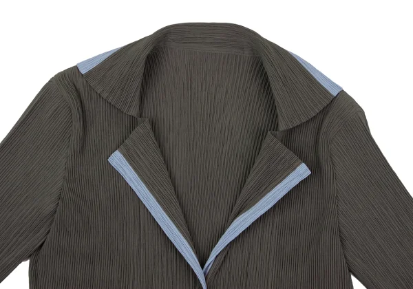 ISSEY MIYAKE WHITE LABEL Crepe Pleated Bicolor Trim Jacket K-164624_003