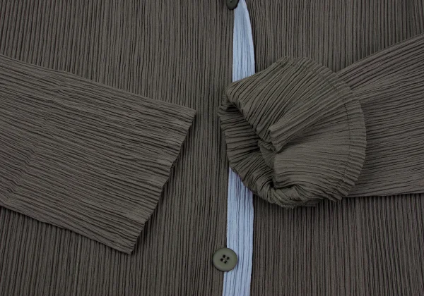 ISSEY MIYAKE WHITE LABEL Crepe Pleated Bicolor Trim Jacket K-164624_005