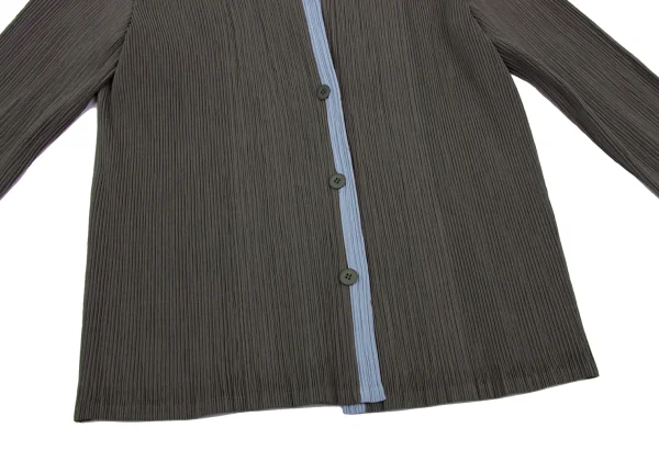 ISSEY MIYAKE WHITE LABEL Crepe Pleated Bicolor Trim Jacket K-164624_006