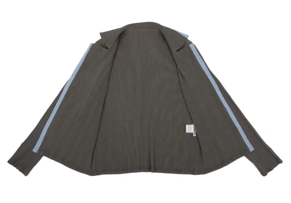 ISSEY MIYAKE WHITE LABEL Crepe Pleated Bicolor Trim Jacket K-164624_008