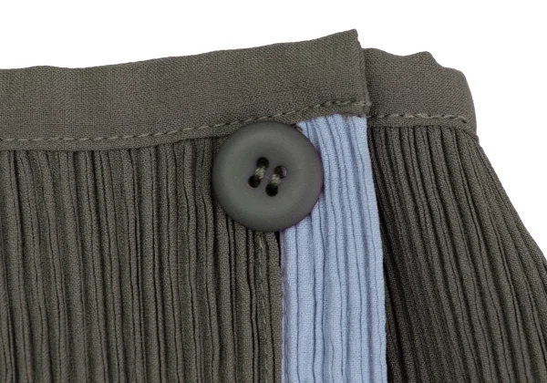 ISSEY MIYAKE WHITE LABEL Crepe Pleated Bicolor Trim Wrap Skirt Pants K-164625_003