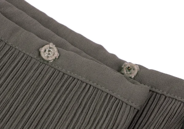 ISSEY MIYAKE WHITE LABEL Crepe Pleated Bicolor Trim Wrap Skirt Pants K-164625_004