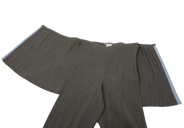 ISSEY MIYAKE WHITE LABEL Crepe Pleated Bicolor Trim Wrap Skirt Pants K-164625_005