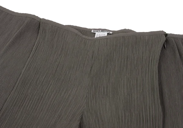 ISSEY MIYAKE WHITE LABEL Crepe Pleated Bicolor Trim Wrap Skirt Pants K-164625_006