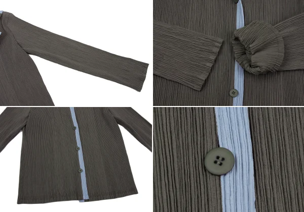 ISSEY MIYAKE WHITE LABEL Crepe Pleated Bicolor Trim Jacket & Pants K-164626_005