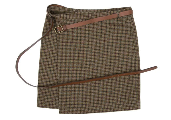 Ralph Lauren Wool Check Belted Wrap Skirt K-164639_002