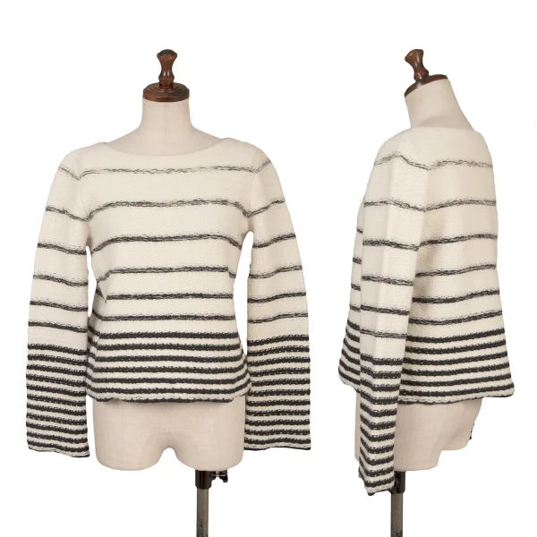 Theory Cashmere Blend Stripe Knit Sweater White,Black S K-164642_001