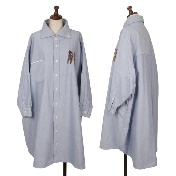 Ne-net Animal Embroidery Button Down Shirt Dress Sky blue 2 K-164647_001