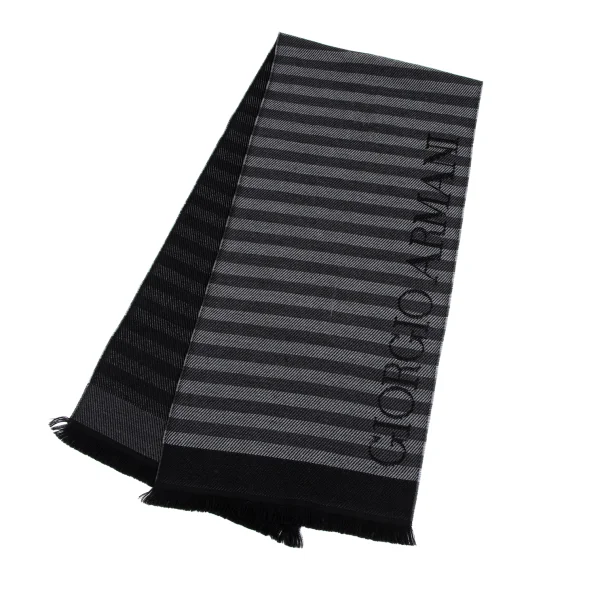 GIORGIO ARMANI Logo Jacquard Striped Stole Black,Grey  K-164648_001