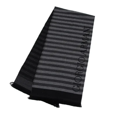 GIORGIO ARMANI Logo Jacquard Striped Stole