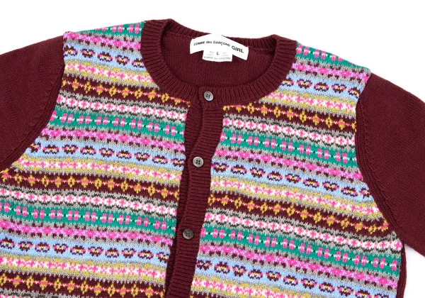 COMME des GARCONS GIRL Wool Acrylic Fair Isle Knit Cardigan K-164657_003