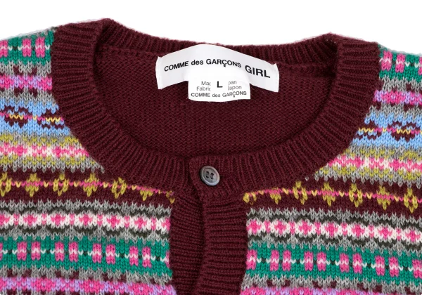 COMME des GARCONS GIRL Wool Acrylic Fair Isle Knit Cardigan K-164657_004