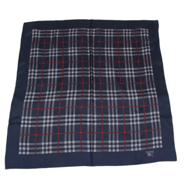 Burberrys' Silk Check Scarf Navy,Grey  K-164667_001