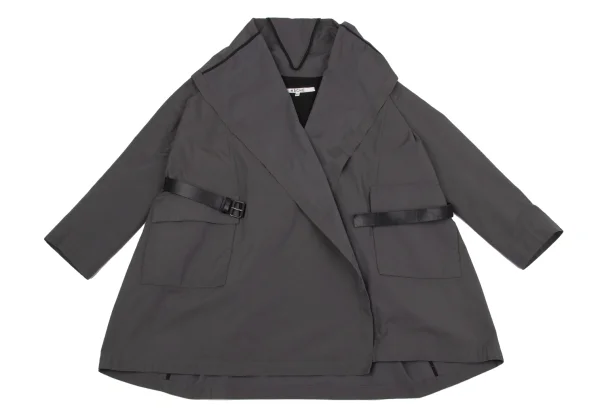 HACHE Poly Cotton Belted Drape Shawl Coat K-164679_002