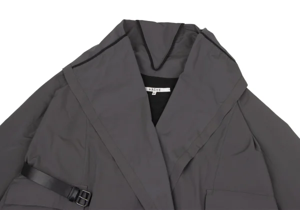 HACHE Poly Cotton Belted Drape Shawl Coat K-164679_003