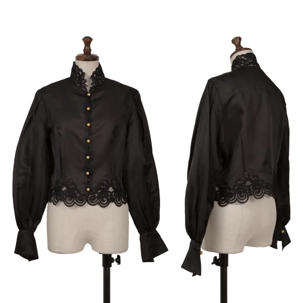 Christian Dior Lace Switching Silk Blouse Black 11 K-164702_001
